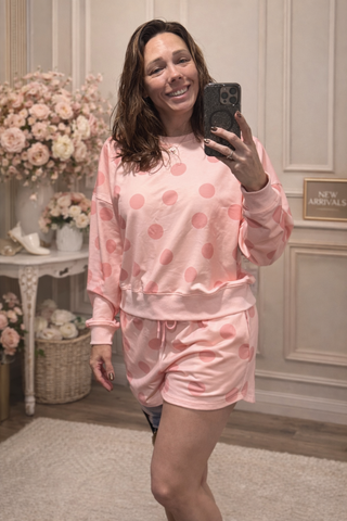 Blush Polka Dot Oversized Lounge Set