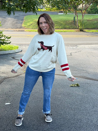 Georgia Game Day Dachshund Graphic Knit Sweater