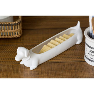 Ceramic Dachshund Cracker Dish – Whimsical Wiener Dog Serving Tray