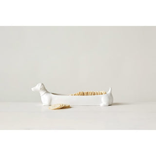 Ceramic Dachshund Cracker Dish – Whimsical Wiener Dog Serving Tray