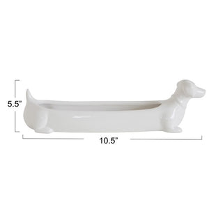 Ceramic Dachshund Cracker Dish – Whimsical Wiener Dog Serving Tray