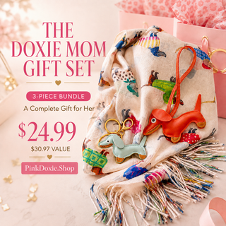 The Doxie Mom Gift Set — Dachshund Charm and Scarf Gift Set