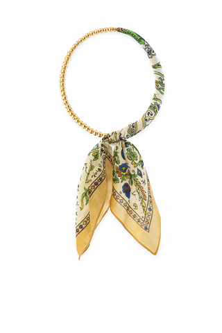 Light Olive Silk-Wrapped Scarf Necklace