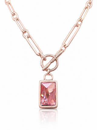 Blush Radiance: Handcrafted Pink Crystal 925 Silver Necklace