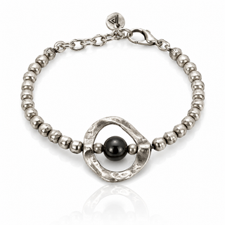 Handcrafted Hematite & 925 Silver-Plated Pewter Bracelet