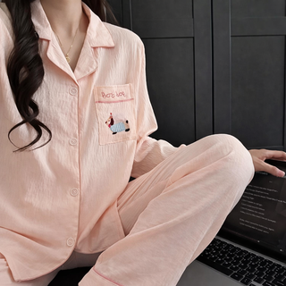 Blush Pink "Hot Dog" Embroidered Dachshund Pajama Set