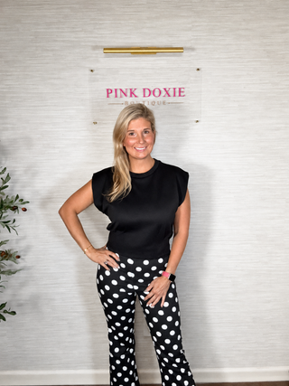 Chic High-Waisted Polka Dot Flare Crop Pants