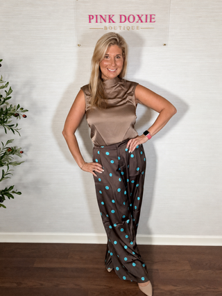 High-Waist Polka Dot Wide-Leg Tailored Trousers