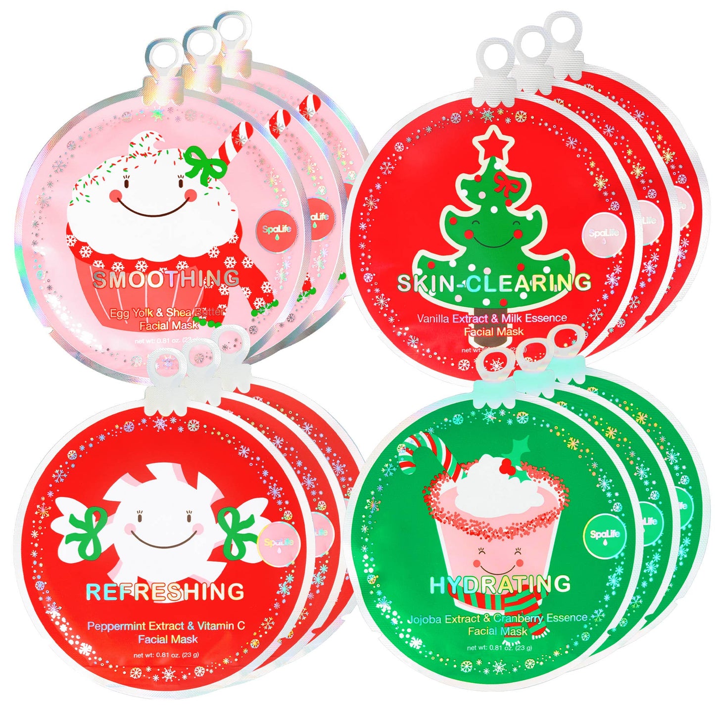 Festive holiday facial masks in peppermint, vanilla, and cranberry varieties – perfect stocking stuffers – The Pink Doxie Boutique
