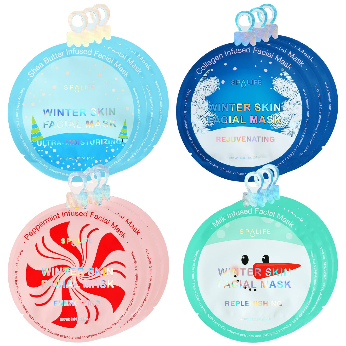 Festive holiday winter skin facial masks in peppermint, shea butter, collagen, and milk essence – The Pink Doxie Boutique
