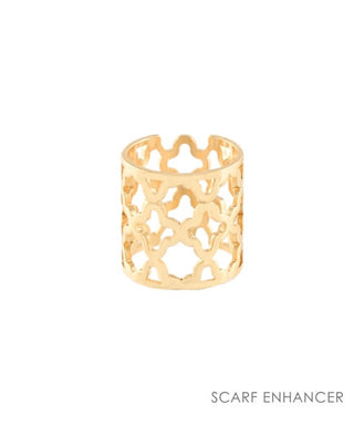 Elegant Clover Cutout Scarf Ring – Gold Scarf Enhancer Slide