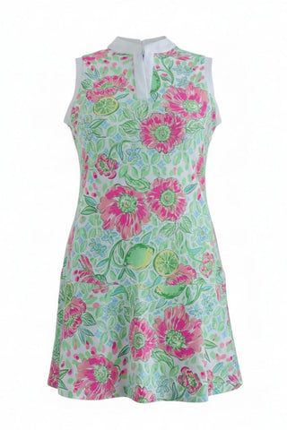 Tropical Mint Floral A-Line Resort Dress
