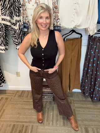 Leopard Print Wide-Leg Pants