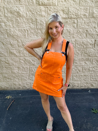 Game Day Contrast Stitch Bib Overall Dress