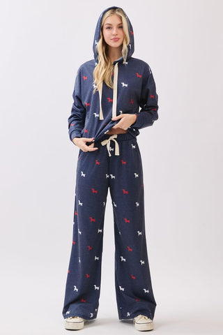 Patriotic Doxie Print Hoodie – Cozy Relaxed Fit with Drawstrings