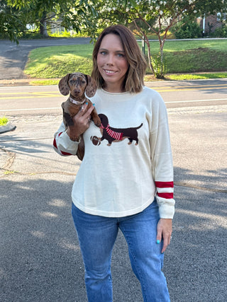 Georgia Game Day Dachshund Graphic Knit Sweater