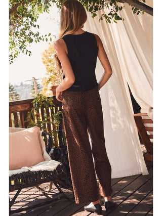 Leopard Print Wide-Leg Pants