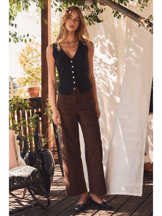 Leopard Print Wide-Leg Pants