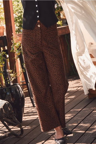 Leopard Print Wide-Leg Pants