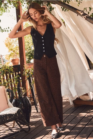 Leopard Print Wide-Leg Pants