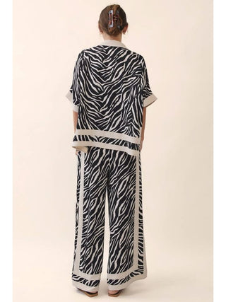 Luxe Zebra Print Button-Down & Wide-Leg Set