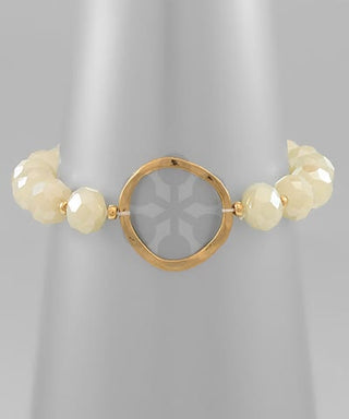 Hammered Gold & Natural Stone Beaded Bracelet