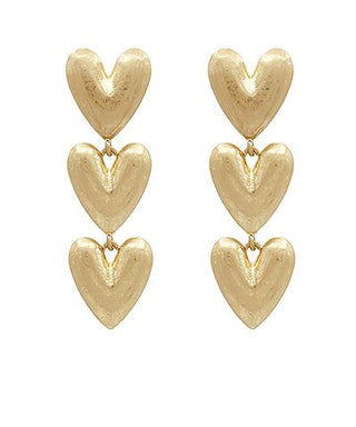 Heart Puffy 3 Drop Earrings