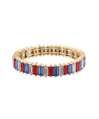 American Spirit Baguette Bracelet – Red, White & Blue Patriotic Sparkle