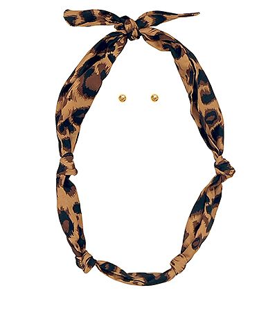 Leopard print scarf necklace with tie-style design
