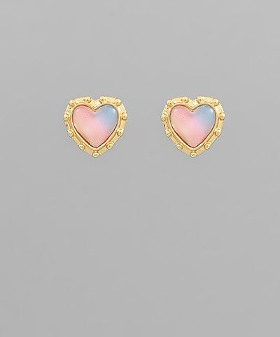 Sweeten your look with 2-Tone Heart Stud Earrings from The Pink Doxie Boutique. Lightweight gold heart studs with a soft two-tone center, perfect for everyday wear.