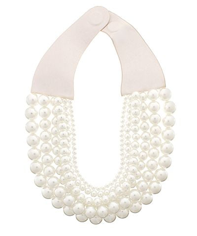 Statement pearl collar necklace with layered pearl design