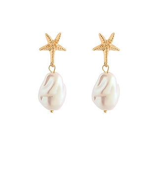 Starfish Pearl Drop Earrings