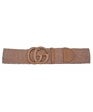 Signature GO Buckle Elastic Straw Waist Belt