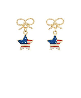Patriotic USA Bow & Star Earrings