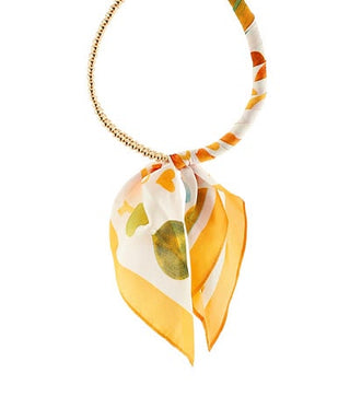 Sun-Kissed Scarf Wrap & Gold Bead Collar Necklace