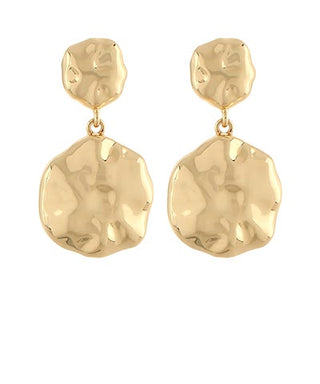 Aurelia Hammered Gold Double Drop Statement Earrings