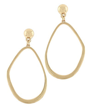 Sculptural Gold Geometric Oval Outline Earrings