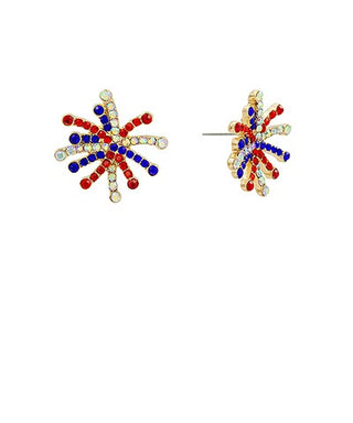 Sparkling Patriotic Firework Rhinestone Stud Earrings