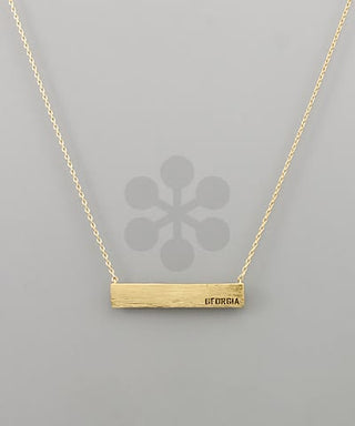 Georgia State Bar Necklace – Minimalist Gold Brass Jewelry