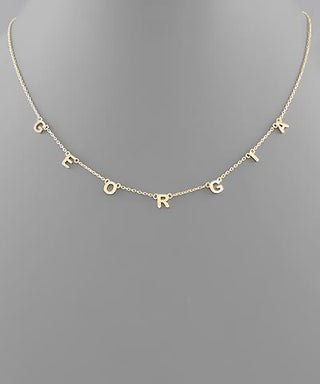 Georgia State Letter Necklace – Chic Gold-Tone Minimalist Jewelry