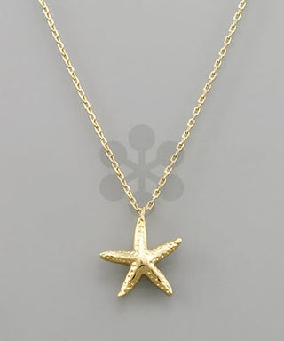 Golden Coastal Starfish Necklace – Dainty 16" Beach Pendant