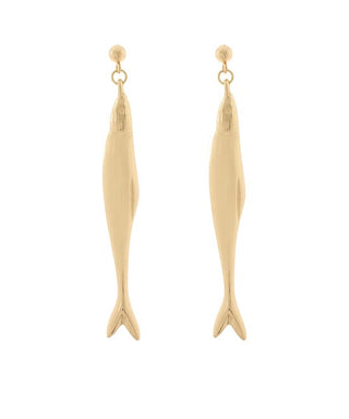 Sleek Fish Gold Drop Earrings