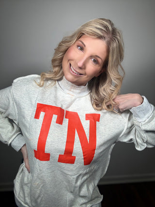 Tennessee Reversible Mock Neck Sweatshirt – 2-in-1 Light Grey Game Day Pullover