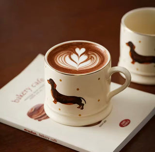 Handpainted Dachshund Ceramic Mug