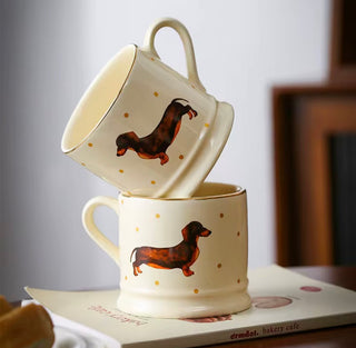 Handpainted Dachshund Ceramic Mug