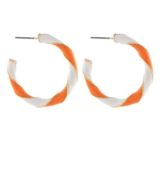 Tennessee Gameday Twisted Hoop Earrings - Orange & White Fan Jewelry