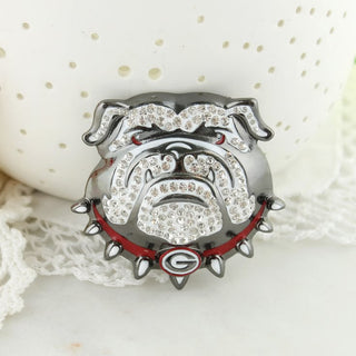 University of Georgia Bulldogs Sparkling Crystal Logo Pin – Gunmetal & Enamel