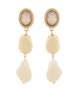 Champagne Glass & Organic Stone Triple Drop Earrings