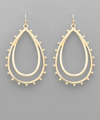 Beaded Double-Row Teardrop Earrings in Gold