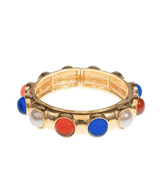 Patriotic Americana Gold Dome Stone Station Bracelet